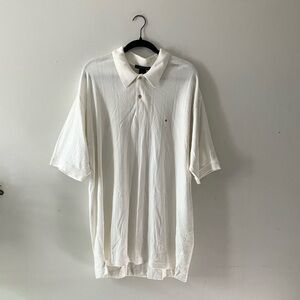 NEW Geoffrey Beene White Ribbed Polo Shirt XL Classic Short Sleeve Classic